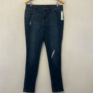 1822 Denim Dark Blue Skinny Jeans with Light Distressing